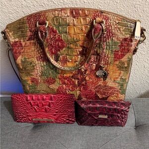 Brahmin Autumn Leaves Croc-Embossed Shoulder Bag Set